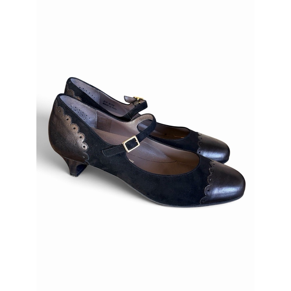 SAS Cate Mary Jane Kitten Heel Shoe Handcrafted In Italy Black Leather Size 8.5
